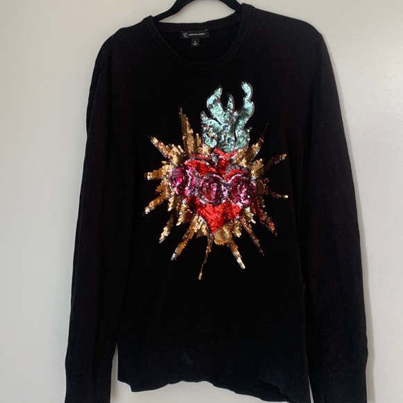 Inc black sweater with sequins design in the front size XL - Picture 1 of 5